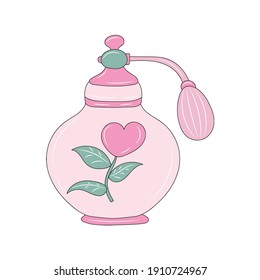 Love Perfume outline vector illustration, isolated colored hand drawn linear style 