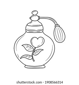 Love Perfume outline vector sign, linear style pictogram vector illustration, isolated on white
