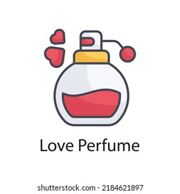 Love Perfume vector Filled Outline Icon Design illustration on White background. EPS 10 File 
