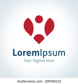 Love person read heart beat shape logo vector icon