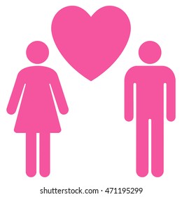 Love Persons icon. Vector style is flat iconic symbol with rounded angles, pink color, white background.