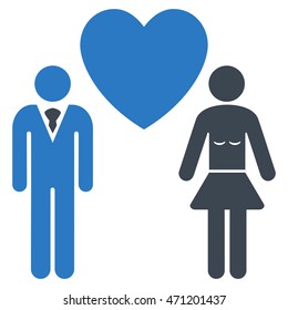 Love Persons icon. Vector style is bicolor flat iconic symbol with rounded angles, smooth blue colors, white background.