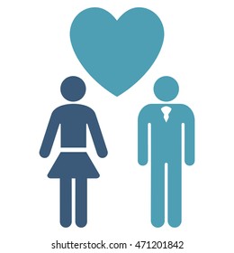 Love Persons icon. Vector style is bicolor flat iconic symbol with rounded angles, cyan and blue colors, white background.