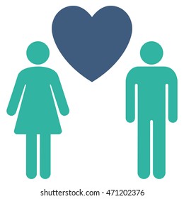 Love Persons icon. Vector style is bicolor flat iconic symbol with rounded angles, cobalt and cyan colors, white background.