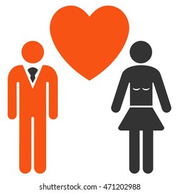 Love Persons icon. Vector style is bicolor flat iconic symbol with rounded angles, orange and gray colors, white background.