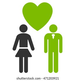 Love Persons icon. Vector style is bicolor flat iconic symbol with rounded angles, eco green and gray colors, white background.
