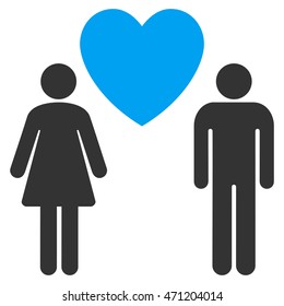 Love Persons icon. Vector style is bicolor flat iconic symbol with rounded angles, blue and gray colors, white background.