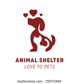Love to Pet cats and dogs vector design illustration logo art