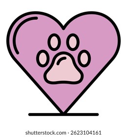 Love pet heart icon. Outline love pet heart vector icon color flat isolated