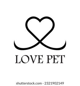 Love pet logo design. Creative love pet logo design.