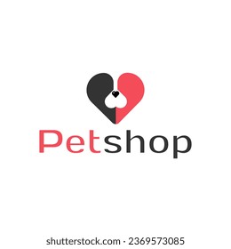  Love Pet Logo Design. Love Pet Logo Template. Modern Design. Flat Logo. Vector Illustration