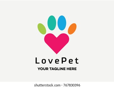 Love Pet Logo Template Design Vector, Emblem, Design Concept, Creative Symbol, Icon