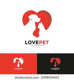 Love pet logo vector design. Suitable for business, veterinary, animal, pet friendly and pet lovers