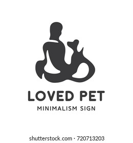 Love in pets and dogs vector logo in the minimalism of modern design for your bines art