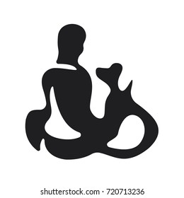 Love in pets and dogs vector logo in the minimalism of modern design for your bines art