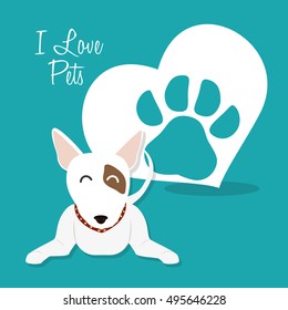 i love pets heart poster vector illustration design