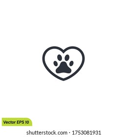 love pets icon illustration. Animal track simbol simple design element