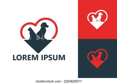 Love pets logo template design vector