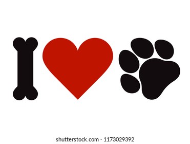 I love pets symbol isolated on white background