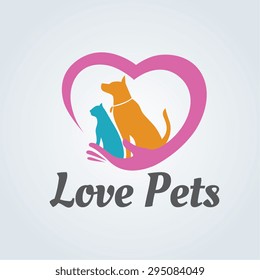 Love Pets Vector Logo Template