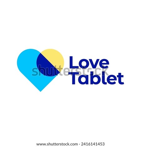LOVE PHARMACY TABLET STORE SHOP MEDICINE LOGO OVERLAPPING VECTOR ICON ILLUSTRATION