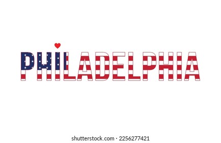 I love Philadelphia Typographic Design, City in Pennsylvania, Philadelphia, city of america, city of united states, America, United states, Philadelphia, Typography, Flag of USA, National flag, USA.