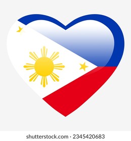 Bandera de las Filipinas del amor, botón que luce el corazón de Filipinas, símbolo de amor de la bandera de Filipinas. Símbolo patriótico nacional de Filipinas. 