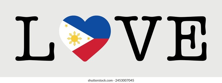 I Love Philippines flag icono del corazón Ilustración vectorial