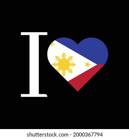 I Love Philippines Text With Flag Design Vector.