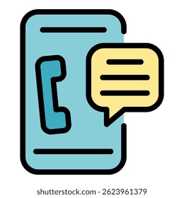 Love phone call icon. Outline love phone call vector icon color flat isolated