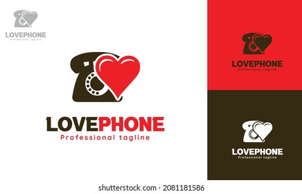Love phone logo design. vector