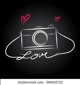 i love photographic white background . vector illustration