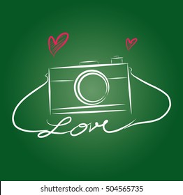 i love photographic white background . vector illustration