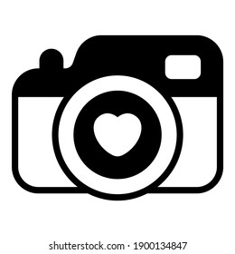 fotografía de amor, icono de vector negro de cámara