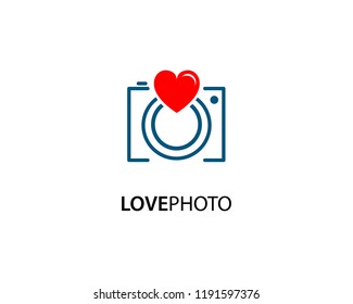 Love photography logo template design vector
