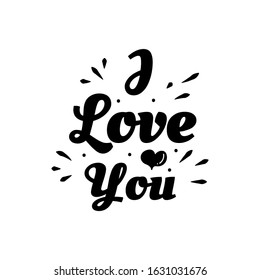 Love phrase “I love you“. Hand drawn typography poster. Romantic postcard. Love greeting cards vector illustration on white background