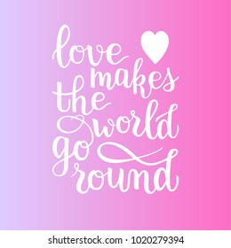 Love phrase hand written bounce calligraphy. Brush lettering, white letters on pink background, poetic love quote for valentines day or wedding, for social media post or message, poster, card, banner.