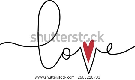 Love phrase with a heart in V, ideal for Valentine's Day