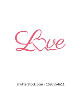 Love phrase text vector.  Love typography for valentine day, wedding, engagement, greeting card. love icon, logo, vector illustration template.
