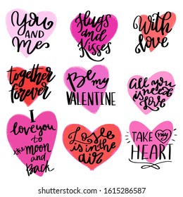 Love phrases lettering set vector. Love quotes. Collection of vector lettering separated on ahite background