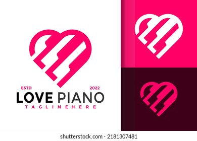 Love Piano Logo Design, Brand Identity logos vector, modern logo, Logo Designs Vector Illustration Template