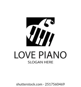 love piano logo design vector illustration