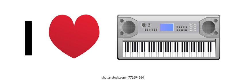 I love piano vector icon