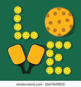 Amor pickleball Ilustración vectorial de color