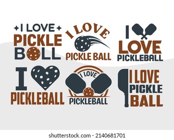 I Love Pickleball Printable Vector Illustration