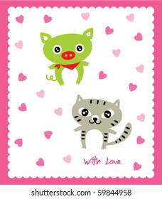 love pig with cat