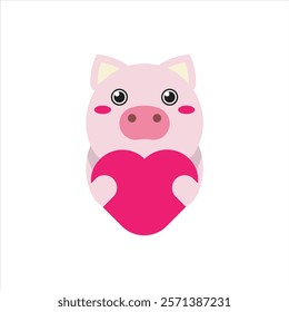 Love pig flat icon vector design, cute love farm animals vector design for sticker, mockup, printing design. 