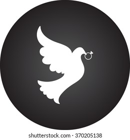 Love pigeon with wedding ring simple icon on  background