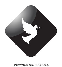 Love pigeon with wedding ring simple icon on  background