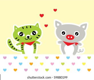 love piggy and kitten